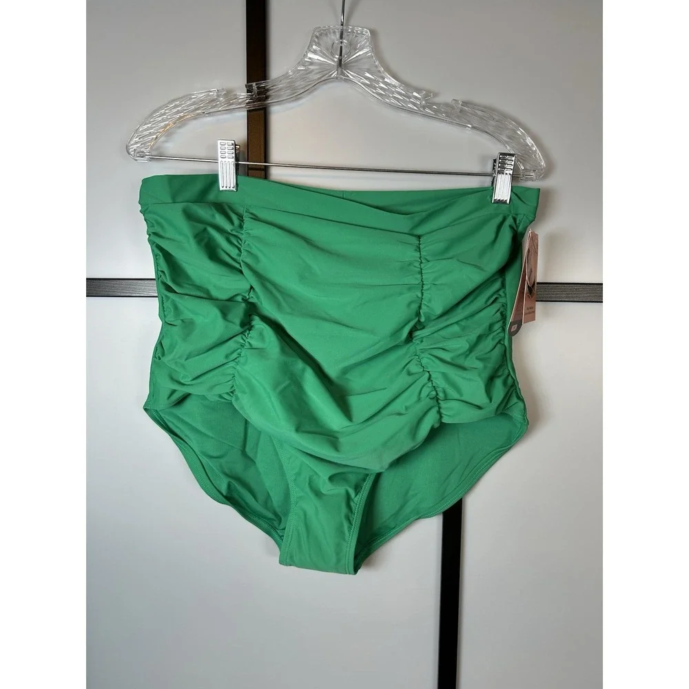Shapermint Women's High-Waisted Control Bikini Bottom Green‎ 3XL